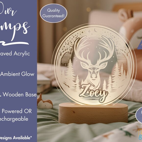Deer LED Name Light | Woodland Kids Room Decor & Baby Shower Gift - Picture 3 of 8